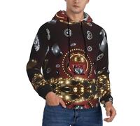 Buewutiry Casino King And Playing Cards Felpa con cappuccio da uomo con cappuccio a maniche lunghe, Nero , 3XL