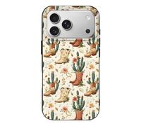 Buewutiry Compatibile con iPhone 17 Pro Custodia sottile e robusta da 6,3 pollici - TPU Cactus Cowboy Boots A Print Pattern Cover compatibile con iPhone 17 Pro Custodia protettiva sottile, antigraffio