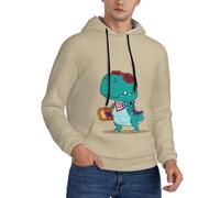Buewutiry Cool Dino Playing Skateboard a maniche lunghe da uomo con cappuccio da uomo, Nero, 4X-Large