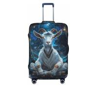 Buewutiry Copertura protettiva per bagagli da viaggio, con capra che medita la foresta, antigraffio, adatta per bagagli da 45,7 a 81,7 cm, Nero , x-large
