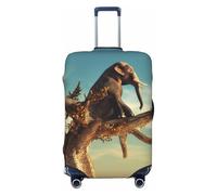 Buewutiry Copertura protettiva per bagagli da viaggio, con elefante su albero secco, antigraffio, adatta per bagagli da 45,7 a 81,7 cm, Nero , L