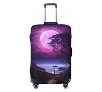 Buewutiry Copertura protettiva per bagagli da viaggio, con luna, albero, cielo notturno, antigraffio, adatta per bagagli da 45 a 81 cm, Nero , S