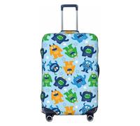 Buewutiry Copertura protettiva per bagagli da viaggio, con mostri dei cartoni animati, antigraffio, adatta per bagagli da 45,7 a 81,7 cm, Nero , x-large