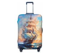 Buewutiry Copertura protettiva per bagagli da viaggio, con motivo a vela e tramonto sull'oceano, antigraffio, adatta per bagagli da 45,7 a 81,7 cm, Nero , S