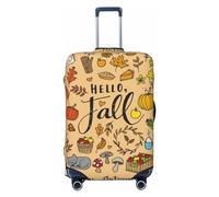 Buewutiry Copertura protettiva per bagagli da viaggio, con scritta "Hello Fall Autumn leaves", lavabile, per bagagli da 45,7 a 81,7 cm, Nero , M