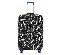 Buewutiry Copertura protettiva per bagagli da viaggio, con simpatico geco lucertola bianca e nera, antigraffio, adatta per bagagli da 45,7 a 81,7 cm, Nero , S