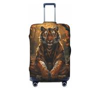 Buewutiry Copertura protettiva per bagagli da viaggio, con tigre nella foresta delle foglie cadute e antigraffio, adatta per bagagli da 45,7 a 81,7 cm, Nero , S