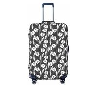 Buewutiry Copertura protettiva per bagagli da viaggio, con tulipani e fiori n. 1002, lavabile, per bagagli da 45,7 a 81,7 cm, Nero , S