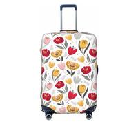 Buewutiry Copertura protettiva per bagagli da viaggio, con tulipani e fiori n. 1009, lavabile, per bagagli da 45,7 a 81,7 cm, nero, Large
