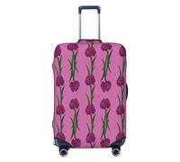 Buewutiry Copertura protettiva per bagagli da viaggio, con tulipani e fiori n. 1018, lavabile, per bagagli da 45,7 a 81,7 cm, Nero , S