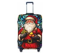 Buewutiry Copertura protettiva per bagagli da viaggio, decorazione natalizia retrò con Babbo Natale, antigraffio, adatta per bagagli da 45 a 81 cm, Nero , M