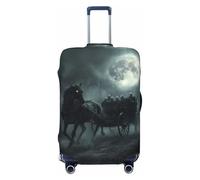 Buewutiry Copertura protettiva per bagagli da viaggio - Halloween fantasma carrozza luna notte copertura antigraffio per valigie adatta per bagagli da 46 a 81 cm, Nero, Medium