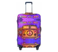 Buewutiry Copertura protettiva per bagagli da viaggio, lavabile, con scritta "Peace and Love", per bagagli da 45,7 a 81,7 cm, Nero , S