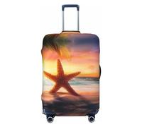 Buewutiry Copertura protettiva per bagagli da viaggio, lavabile, motivo: stella marina, tramonto, mare, spiaggia, per bagagli da 45,7 a 81,7 cm, Nero , x-large
