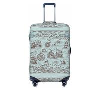 Buewutiry Copertura protettiva per bagagli da viaggio, motivo: mappa dell'avventura dei pirati, lavabile, per bagagli da 45,7 a 81,7 cm, Nero , M