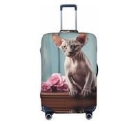 Buewutiry Copertura protettiva per bagagli da viaggio, motivo moderno con gatto senza peli, lavabile, per bagagli da 45,7 a 81,7 cm, Nero , S