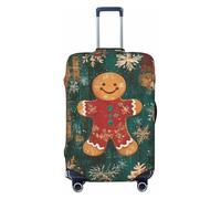Buewutiry Copertura protettiva per bagagli da viaggio, motivo omino di pan di zenzero in stile retrò natalizio, antigraffio, adatta per bagagli da 45 a 81 cm, Nero , L