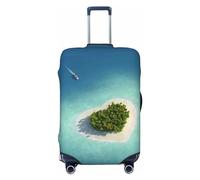 Buewutiry Copertura protettiva per bagagli da viaggio, motivo: Paradise Island a forma di cuore, lavabile, per bagagli da 45,7 a 81,7 cm, Nero , M