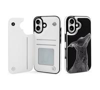 Buewutiry Custodia a portafoglio compatibile con iPhone 16, con linee geometriche carine, compatibile con iPhone 16, custodia in pelle con porta carte per donne e uomini