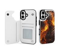 Buewutiry Custodia a portafoglio compatibile con iPhone 16, simpatica custodia guerriera dagli occhi rossi di fuoco, compatibile con iPhone 16, custodia in pelle con porta carte per donne e uomini