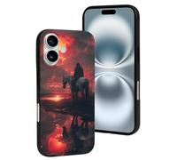 Buewutiry Custodia compatibile con iPhone 16 carina - Custodia morbida in silicone con cavaliere solitario sotto il cielo rosso, compatibile con iPhone 16, per donne e uomini