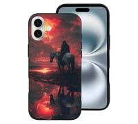 Buewutiry Custodia compatibile con iPhone 16 Plus - Custodia morbida in silicone con cavaliere solitario sotto il cielo rosso, compatibile con iPhone 16 Plus, per donne e uomini