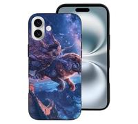 Buewutiry Custodia compatibile con iPhone 16 Plus - Custodia morbida in silicone con cielo stellato femmina, cavaliere tigre, compatibile con iPhone 16 Plus, per donne e uomini, nero