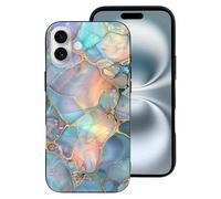 Buewutiry Custodia compatibile con iPhone 16 Plus - Custodia morbida in silicone pastello astratto fluida art compatibile con iPhone 16 Plus, per donne e uomini, nero