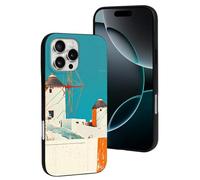 Buewutiry Custodia protettiva compatibile con iPhone 16 Pro Max - Custodia protettiva morbida e colorata in silicone con mulini a vento greci, compatibile con iPhone 16 Pro Max, per donne e uomini