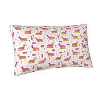 Buewutiry Federa per cuscino king size, misura standard, cucciolo di cane bassotto n. 1013, in morbida microfibra, stampa a blocchi, dimensioni standard con cerniera, 50,8 x 91,4 cm