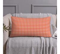 Buewutiry Federa per cuscino king size standard - arancione a quadretti in morbida microfibra stampata a blocchi, copertura da viaggio dimensioni standard con cerniera 50,8 x 91,4 cm