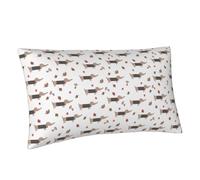 Buewutiry Federa per cuscino king size standard - Bassotto cane cucciolo di foglie in morbida microfibra stampata a blocchi, copertura da viaggio dimensioni standard con cerniera 50,8 x 91,4 cm