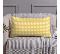 Buewutiry Federa per cuscino king size standard - giallo a quadretti in morbida microfibra con stampa a blocchi, dimensioni standard con cerniera, 50,8 x 91,4 cm