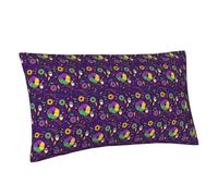 Buewutiry Federa per cuscino king size standard - Mardi Gras and Donuts in morbida microfibra stampata a blocchi, dimensioni standard con cerniera 50,8 x 91,4 cm