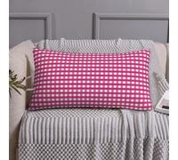 Buewutiry Federa per cuscino king size standard - rosa a quadretti in morbida microfibra stampata a blocchi, copertura da viaggio dimensioni standard con cerniera 50,8 x 91,4 cm