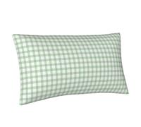 Buewutiry Federa per cuscino king size standard - verde chiaro a quadretti in morbida microfibra stampata a blocchi, copertura da viaggio dimensioni standard con cerniera 50,8 x 91,4 cm