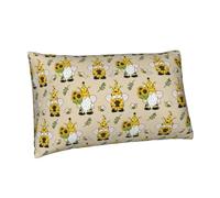 Buewutiry Federa per cuscino queen size, 50,8 x 76,2 cm, stampa a blocchi di gnomi, api e girasoli, in morbida microfibra, resistente alle pieghe, dimensioni standard con cerniera