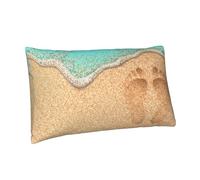 Buewutiry Federa per cuscino queen size, 50,8 x 76,2 cm, stampa a blocchi di impronte sulla spiaggia, in morbida microfibra, resistente alle pieghe, dimensioni standard con cerniera