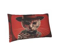 Buewutiry Federe per cuscino Queen standard - 50,8 x 76,2 cm, motivo retrò con gatto dell'orrore, in morbida microfibra, resistente alle pieghe, dimensioni standard con cerniera