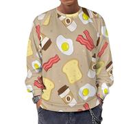Buewutiry - Felpa con cappuccio da uomo, girocollo, caffè, pancetta, uova, toast, maglione a maniche lunghe, top casual, Stile 10., L