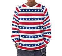 Buewutiry - Felpa con cappuccio da uomo, girocollo, stelle e righe, maglione a maniche lunghe, top casual, Stile 8, L