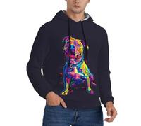 Buewutiry - Felpa con cappuccio da uomo - Neon Pop Art Pitbull a maniche lunghe da uomo, Nero , XXL