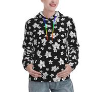 Buewutiry Felpe con cappuccio da donna - Felpe e felpe alla moda orchidea fiore plumeria abbigliamento donna 2024 maglione, nero/bianco, X-Large