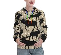 Buewutiry Felpe con cappuccio da donna - Moda alce vintage felpe e felpe abbigliamento donna 2024 maglione, nero/bianco, M