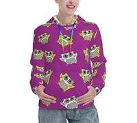 Buewutiry Felpe con cappuccio da donna - Moda insolita gufo viola felpe e felpe abbigliamento donna 2024 maglione, nero/bianco, XX-Large