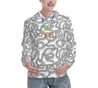 Buewutiry Felpe con cappuccio da donna - Moda Semplice Linee Nere Carino Snake Felpe con cappuccio e Felpe Abbigliamento per le donne 2024 Pullover, nero, X-Large