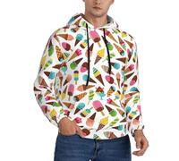 Buewutiry Felpe con cappuccio da uomo - Colorful Ice Cream a maniche lunghe da uomo felpe con cappuccio e felpe pullover abbigliamento abbigliamento, nero, Large