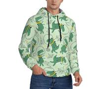 Buewutiry Felpe con cappuccio da uomo - Cute Dinosaurs in Space - Felpe da uomo a maniche lunghe, Nero, XXL