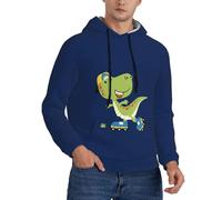 Buewutiry Felpe con cappuccio da uomo - Dino Playing Roller Skate a maniche lunghe felpe con cappuccio e felpe pullover abbigliamento abbigliamento, nero, X-Large