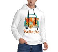 Buewutiry Felpe con cappuccio da uomo - Hello Fall Farm Truck a maniche lunghe da uomo con cappuccio e felpe pullover abbigliamento abbigliamento, Nero, XXL